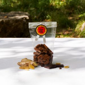 Sachet de sablés chocolat noir et gingembre confit